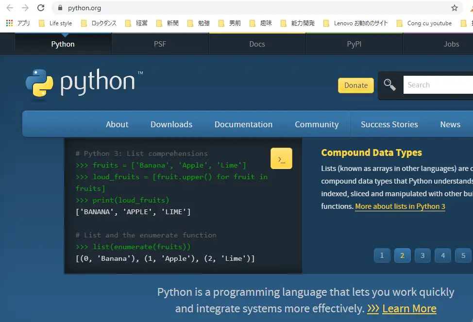 Python公式ホームページ