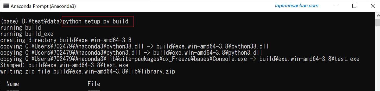 cx_Freeze を使用して Python プログラムをexe化