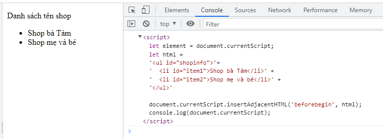 currentScript trong JavaScript